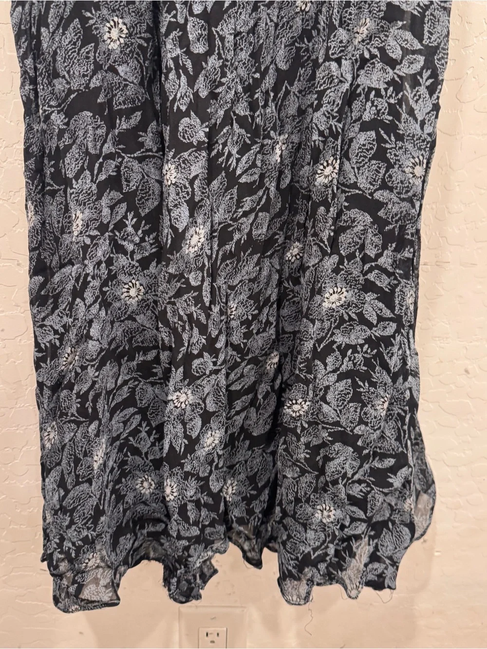 Y2K Vintage Whimsigoth Black Floral Ruffle Hem Midi Slip Dress Medium Nostalgia